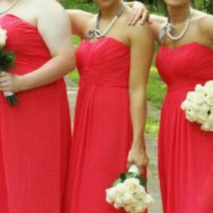 Floor length Bridesmaid dress.(Color: Coral)